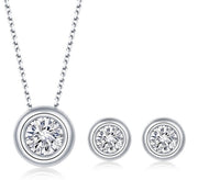 Sterling Silver Moissanite Jewelry Set – Round-Cut S925 Necklace & Earrings
