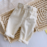 Baby High Waist Soft Jeans – Solid Color Casual Denim Pants